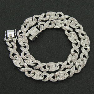 Bijoux plaqués <span class=keywords><strong>or</strong></span> hip hop <span class=keywords><strong>collier</strong></span> chaîne à maillons cubains en grains <span class=keywords><strong>de</strong></span> <span class=keywords><strong>café</strong></span> infinity glacé avec strass bling pour hommes - Product Image 2