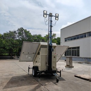 Solar Mobile Lighting Tower 7M 9M <b>LED</b> <b>Light</b> Source Remote Manual Lift Outdoor Work Site - Product Image 2