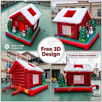 Château gonflable commercial de Noël extérieur avec rampe, motif bonhomme de pain d'épices