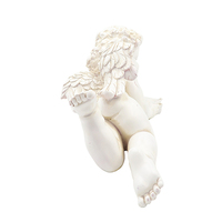 Statue de chérubin couché en résine lisant un livre, figurine d'ange blanc antique, sculpture décorative de jardin