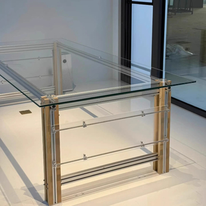 Hiện đại Thiết kế theo phong cách nhôm hồ sơ kính cường lực Bàn hội nghị bàn văn phòng bàn ăn bàn làm việc Bàn máy tính-Bền - Product Image 2