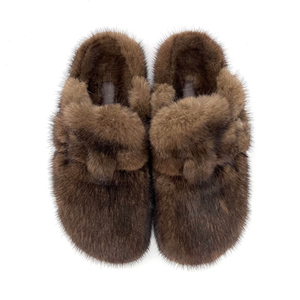 Ciabatte di Lusso in Vera Pelliccia di <span class=keywords><strong>Visone</strong></span> per Donna, Stile New York Trendy, 100% Pelliccia Naturale - Product Image 1
