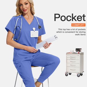 Uniformes hospitaliers respirants ensembles Medicos femmes uniformes d'allaitement costume Médicos col en v survêtement vente en gros gommages personnaliser - Product Image 2