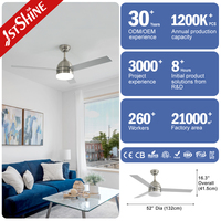 Ventilateur de plafond 1stshine avec lumières LED, pales réversibles, assistant vocal, ultra silencieux, économie d'énergie, modes été/hiver, 6 vitesses