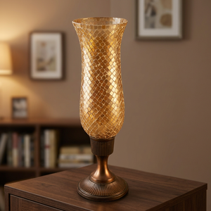 Grand Porte-Bougie Hurricane en Mosaïque Fait Main en Verre Cristal Style Antique pour Mariages - Product Image 3