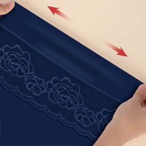 Braguitas de cintura alta para mujer, talla grande, con entrepierna de algodón, ribete de encaje, paquete de 5, color liso, faja moldeadora - Product Image 3
