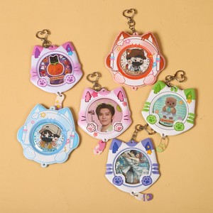 Cute Cartoon Cat PVC Durable UV Printed Protective Photo Card Display Badge Storage Box Brooch Holder Keychains