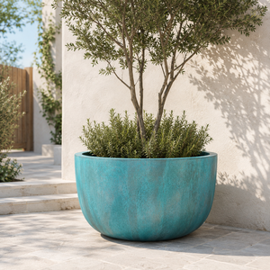 Grand pot rond en fibre de verre pour la maison, le jardin, la terrasse, l'hôtel, le bureau, pot de fleurs décoratif, best-seller, aménagement paysager moderne en extérieur - Product Image 6