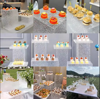 Comptoir à desserts, buffet, décoration de banquet de mariage, support à pâtisserie, eau de thé de l'après-midi, ensemble de plateau de table d'affichage en acrylique ondulé