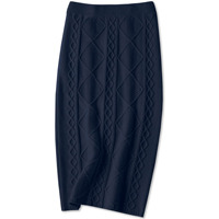 Fabricant d'usine, jupe droite en tricot côtelé de créateur, vente en gros de jupe pull en tricot torsadé pour femmes