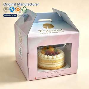 Boîte à gâteau personnalisée avec logo, 6/8/10/12 pouces, fenêtre transparente, boîte carrée haute en carton ondulé pour mariage, anniversaire, boulangerie, matériaux recyclés - Product Image 1