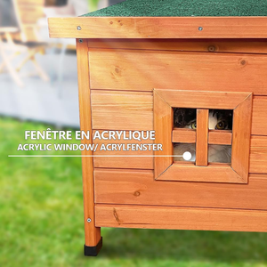 Maison pour chat moderne en <span class=keywords><strong>bois</strong></span> pour jardin, abri extérieur pour chaton avec toit ouvrant résistant à l'eau et fenêtre d'intimité - Product Image 6