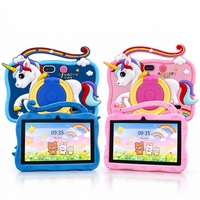 Tablette pour enfants 7 pouces Android 8.1 2 Go 16 Go WiFi 1024x600 Bleu Rose Tablette PC pour enfants avec étui licorne et support