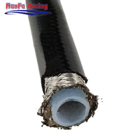 Tuyau PTFE tressé en acier inoxydable avec revêtement PU haute pression AN4 AN6 AN8 AN10 et raccord à sertir noir anodisé droit, 45°, 90°
