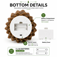 Bougie LED en cire de paraffine sculptée en forme de pomme de pin 3D - Écologique, sans fil, fonctionnant sur piles, pour la décoration de la maison et Noël