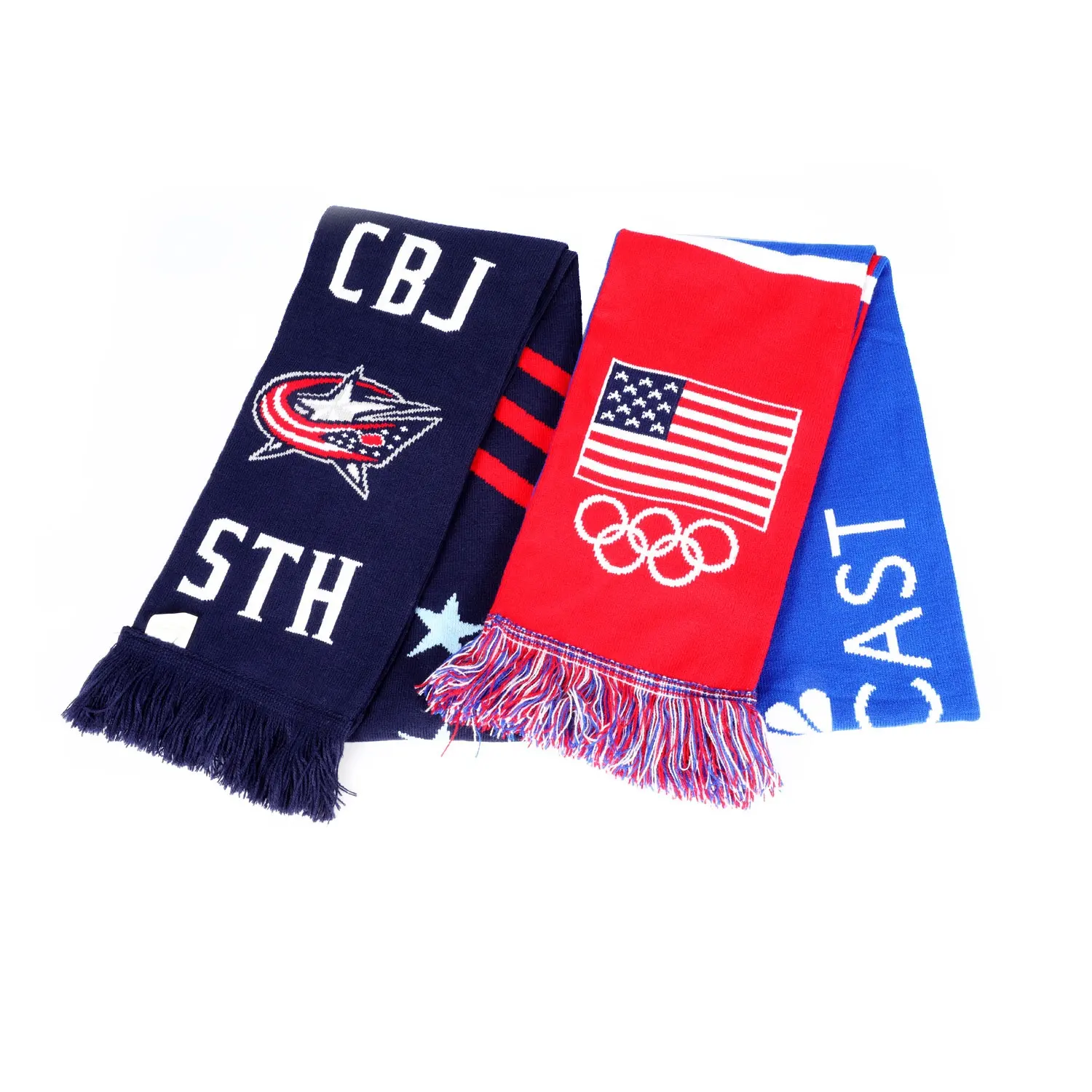 Wholesale Custom Printing Logo Sports Club Fans Soccer Scarf Customised Jacquard Knitted Football Scarf