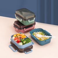 Boîte à lunch à double compartiment séparé pour les employés de bureau et les étudiants, en plastique, compatible micro-ondes, grande capacité, design hermétique