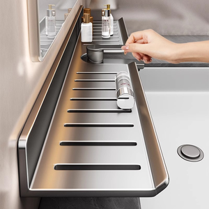 Bagno specchio <span class=keywords><strong>lavabo</strong></span> in alluminio mensola a forma di U mensola di stoccaggio senza foratura a parete scaffale <span class=keywords><strong>per</strong></span> bagno - Product Image 3