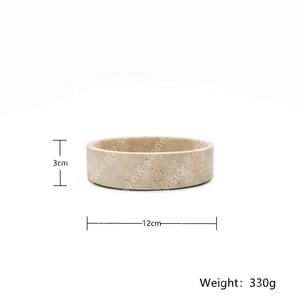 Şarap şişesi ve mum ekran için Nanwei taş yuvarlak traverten tepsi - Product Image 2