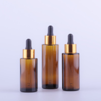 Flacon compte-gouttes en verre ambré rond à épaule plate de 20ml, 30ml, 40ml, 50ml, 60ml pour huiles essentielles, sérums de soin et emballages cosmétiques