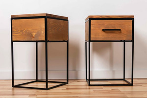 Bedroom Luxury Wooden and Metal Modern Customized Nightstands Small Bedside <b>Table</b> Portable <b>Wall</b> <b>Mounted</b> Night Stand With Drawer - Product Image 4