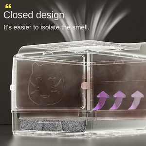 Cajón de arena para gatos de doble puerta completamente cerrado de gran tamaño, eliminación de residuos de mascotas ecológica, sin preocupaciones, a prueba de olores, fugas laterales - Product Image 2