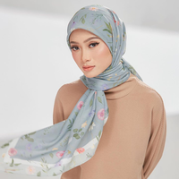 Voile en coton imprimé malaisien, foulard en voile de coton doux à fleurs, design populaire 2026, vente en gros, hijabs pour femmes musulmanes
