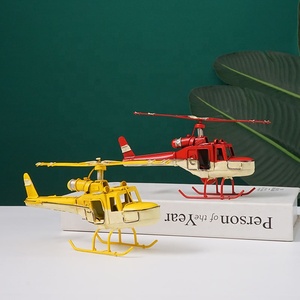 Modelo de Helicóptero Retro de 35 cm, Decoración para el Hogar, Figuras de Aviones de Hierro, Artesanía de Metal Hecha a Mano, Avión de Color Rojo - Product Image 6