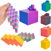 Figurine de collection imprimée en 3D style Pixel Art, cube dégradé – Jouet anti-stress pour adultes, cadeaux pour la décoration de la maison et du bureau