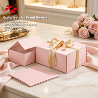 Boîte cadeau magnétique pliable rose HENGXING, logo personnalisé, ruban doré, boîte en papier rigide pour mariage, anniversaire, fête, emballage cadeau