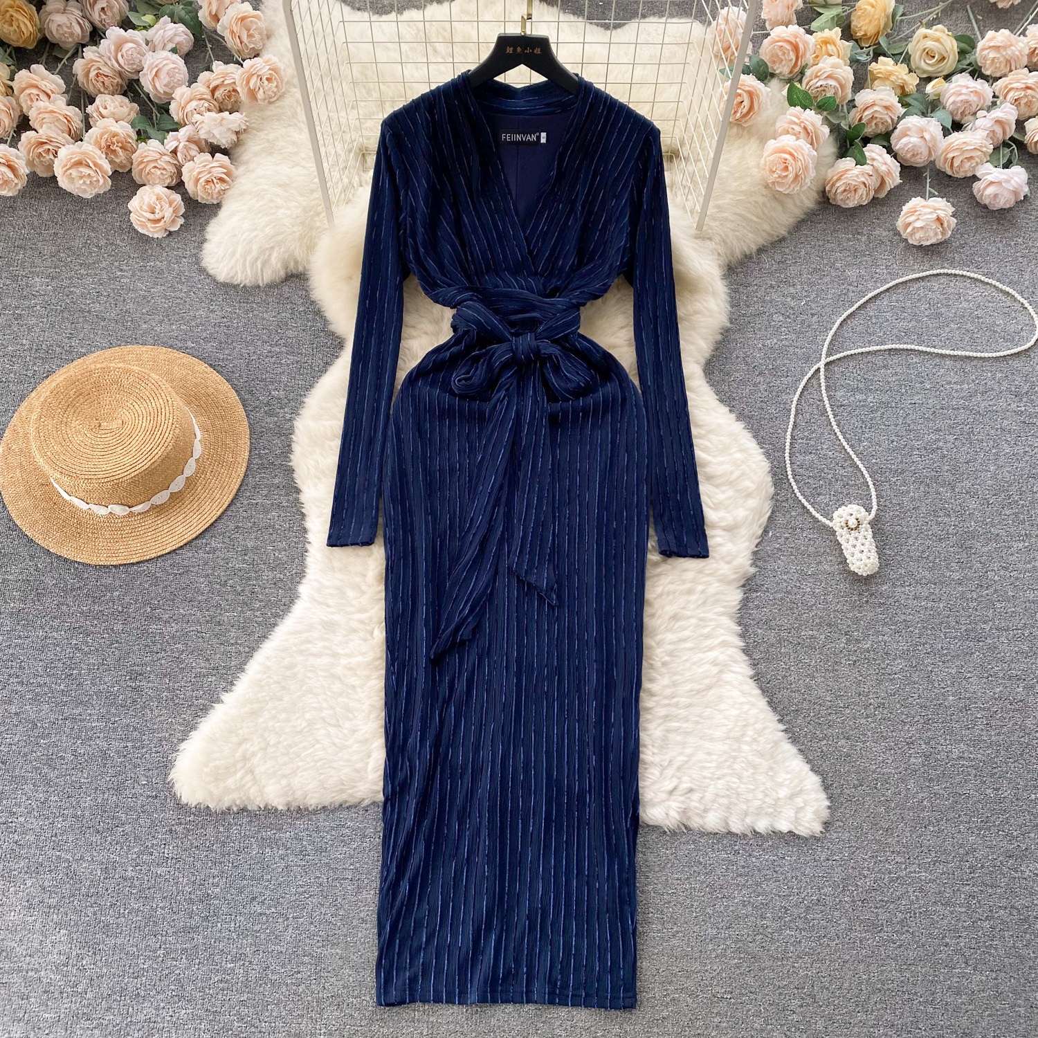 sachin and babi light blue dress Ice Blue Long Sleeve Dress