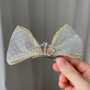 Korean children's 3D <b>bow</b> hair <b>clip</b>, princess crown hair accessory, cute baby headwear, little girl hair <b>clip</b>. - Product Image 4