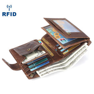 กระเป๋าสตางค์หนังแท้สำหรับผู้ชาย RFID กระเป๋าใส่บัตรหลายใบ กระเป๋าสตางค์หนังวินเทจลำลอง กระเป๋าคลัทช์ความจุขนาดใหญ่ - Product Image 1
