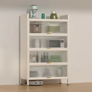 Steel Sideboard Living Room Kitchen Pantry Cupboards For Kitchen Metal Storage Cabinet Microwave Rack Cabinet with 3/4 layer