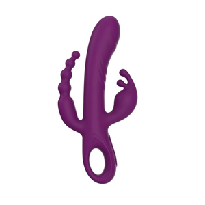 Vibromasseur en silicone liquide de qualité alimentaire 30 fréquences Stimulation du <span class=keywords><strong>point</strong></span> <span class=keywords><strong>g</strong></span> trois en un avec plug anal Faux pénis Jouet sexuel pour femme et adulte - Product Image 3