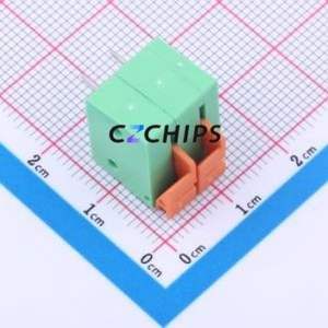 DB142R-5.08-2P-GN Spring Terminal Block Bent Lead Through Hole,P=5.08mm Connector 1x2P 5.08mm Green 2P - Product Image 2