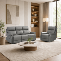 Canapé d'angle moderne inclinable électrique avec chaise longue, configuration 3+1, appuie-têtes réglables, rembourrage en mousse à mémoire de forme, structure en bois, revêtement en tissu