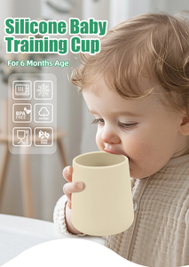 Tasse d'apprentissage en silicone colorée 100 % alimentaire sans BPA pour bébés et tout-petits de 6 mois et plus, idéale pour l'autodirection alimentaire - Product Image 2