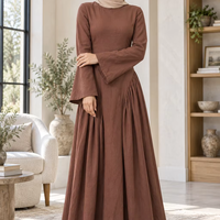 EVE017 Robe de style basique élégante à ourlet large, vêtements musulmans islamiques haut de gamme, hijabs, style décontracté pour tous les jours