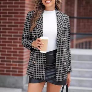 Penjualan Panas Setelan Kotak-Kotak Wanita Fashion Kasual Plaid Musim Gugur Musim Dingin Bisnis Kantor Wanita Mantel - Product Image 4