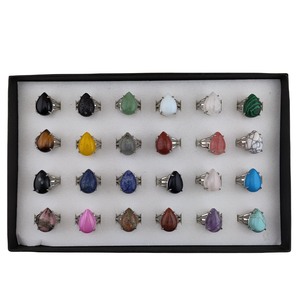 Recién llegado, anillos de piedra de Lava Vintage para hombres y mujeres, anillos chapados en plata con forma de gota de agua, regalo de fiesta de cumpleaños - Product Image 6