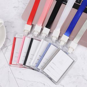 Porte-carte d'identité vertical en acrylique de luxe durable, étui transparent pour carte de visite avec lanières, fournitures de bureau pour entreprise - Product Image 2