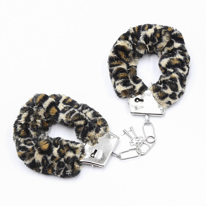 Leopard print plush faux cuff