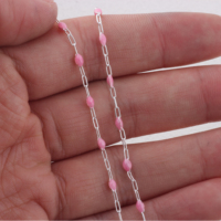 Chaîne à Maillons Rectangulaires Plats 2MM en Or Rempli 14K, Chaîne Émaillée Perles Colorées pour Création de Bijoux DIY Bracelets Colliers Fournitures