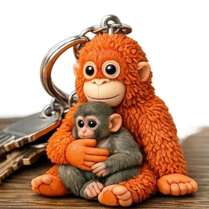 Nuovo Portachiavi Peluche Orangutan Rosso Protettivo Anti-Stress - Product Image 4