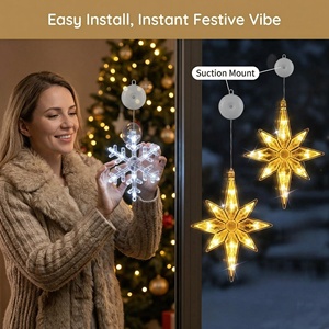 Guirlande lumineuse LED étoile de Noël, lustre de plafond, décoration commerciale de festival, à suspendre sur fenêtre par ventouse - Product Image 3