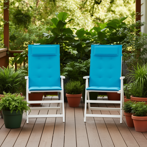 Juego de 2 cojines para silla de respaldo alto de color azul claro con soporte lumbar, cojines de asiento extraíbles y lavables para uso en interiores y exteriores - Product Image 2