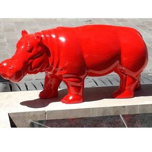 Statua di rinoceronte a grandezza naturale rossa in fibra di vetro di grandi dimensioni di vendita calda - Product Image 6