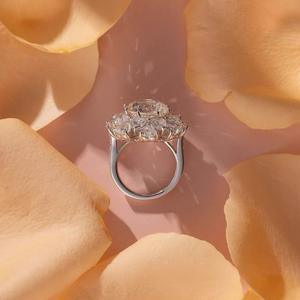 Anel de Compromisso de Luxo com Corte Redondo de 5CT VVS1 GRA Moissanite em Prata Esterlina 925 para Mulheres, Anéis de Promessa Finos para Casais - Product Image 1