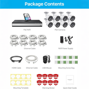 Système de caméra de sécurité IP66 étanche avec 8 caméras PoE 4K 8MP, détection humaine IA, vision nocturne couleur, NVR 4K 16 canaux et disque dur 4 To - Product Image 6